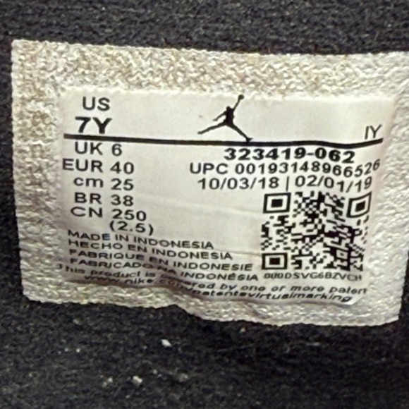 Nike Air Jordan 6 Rings Bred Black Red White Youth 7Y / Women's 8.5‎ 323419-062 - Picture 10 of 10